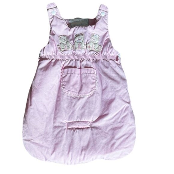 Vintage Other - Vintage Baby Girl Winter Bunting Suit Pink Bears 6-9 Months